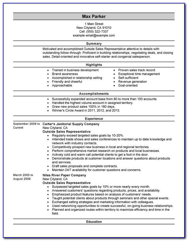 Sales Manager Cv Template Word