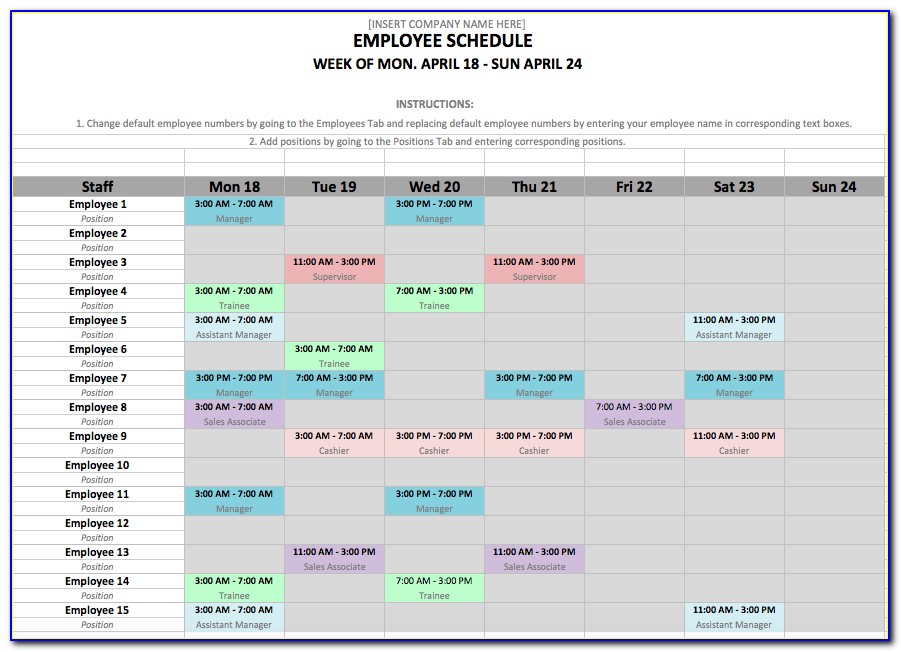 Shift Schedule Format