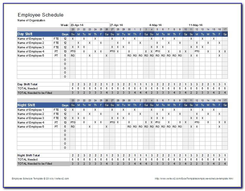 Shift Schedule Template Monthly