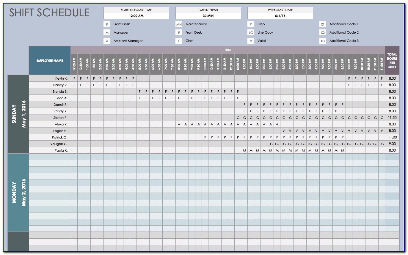 Shift Schedule Template Software