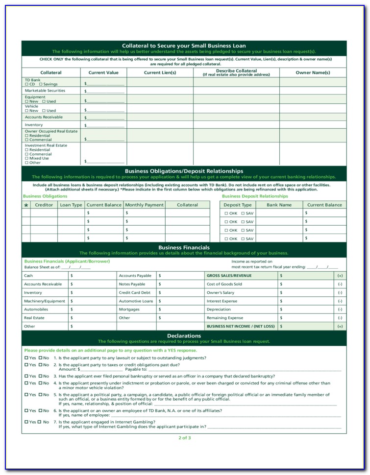 Small Business Loan Document Template