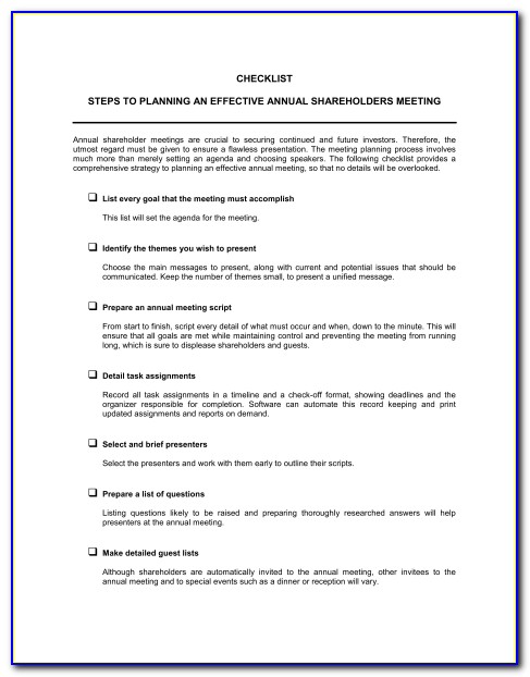 Sole Shareholder Meeting Minutes Template