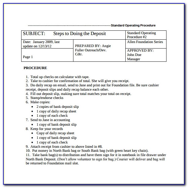 Standard Operating Procedure Template For Accounting