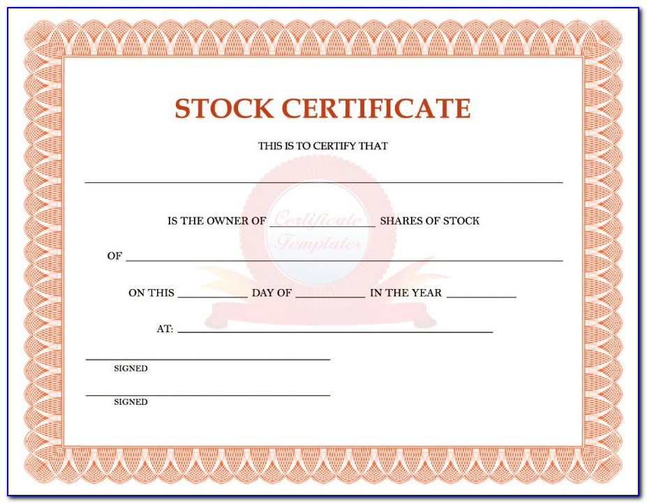 Stock Certificate Template Excel