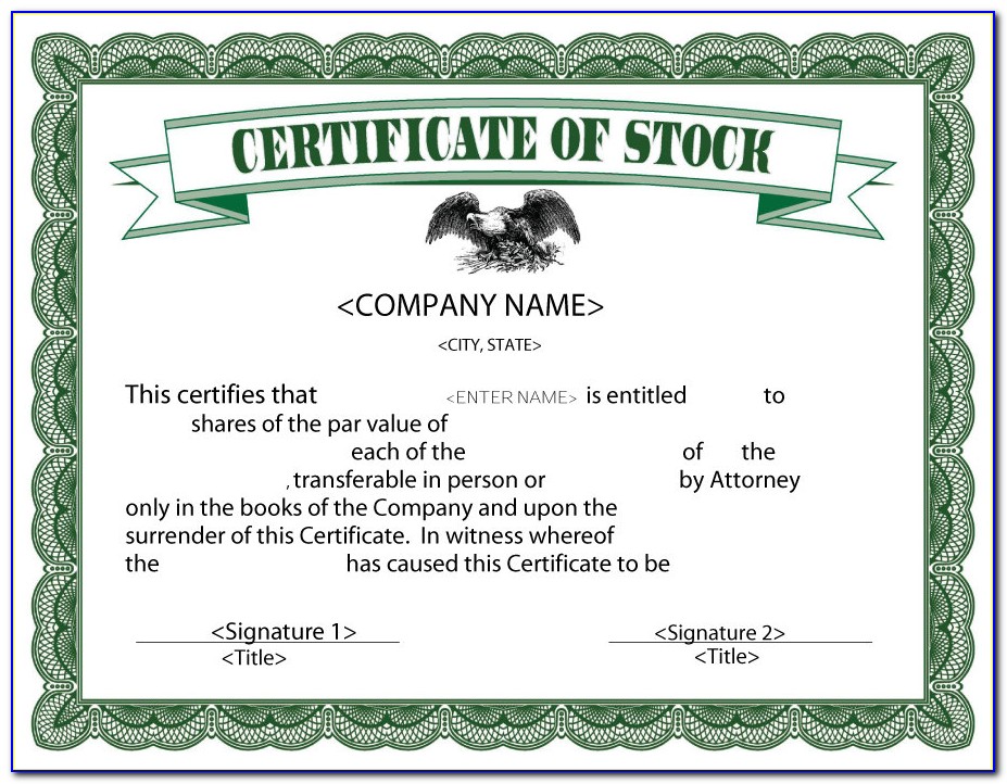 Stock Certificate Template Free