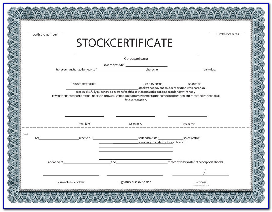 Stock Certificate Template Psd
