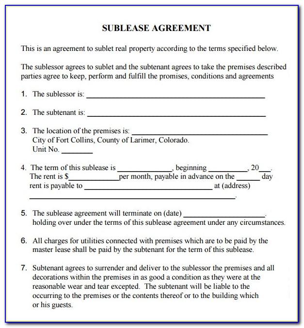 Sublease Agreement Template Ontario