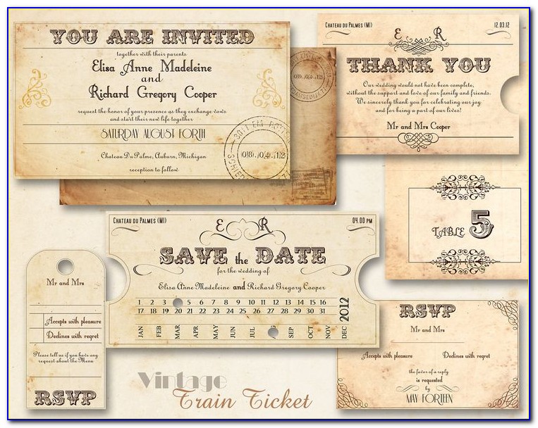 Train Ticket Wedding Invitation Template
