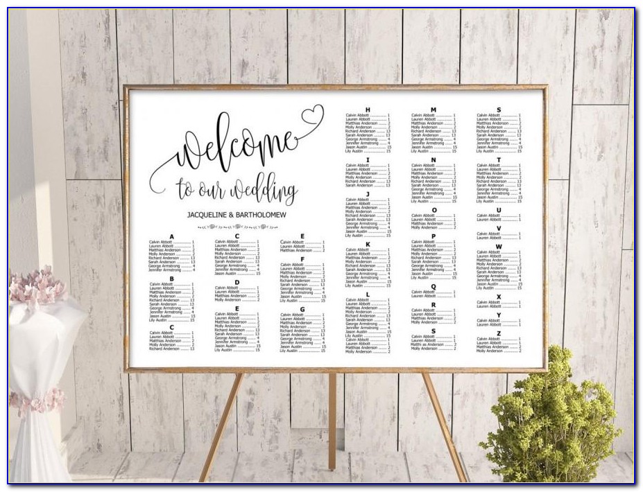 Wedding Seating Chart Alphabetical Order Template