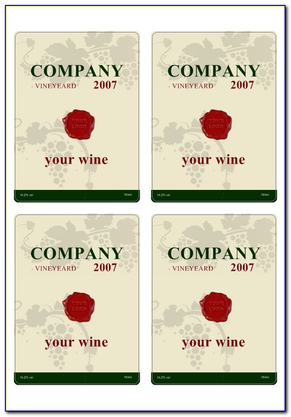 Wine Label Template Vector Free