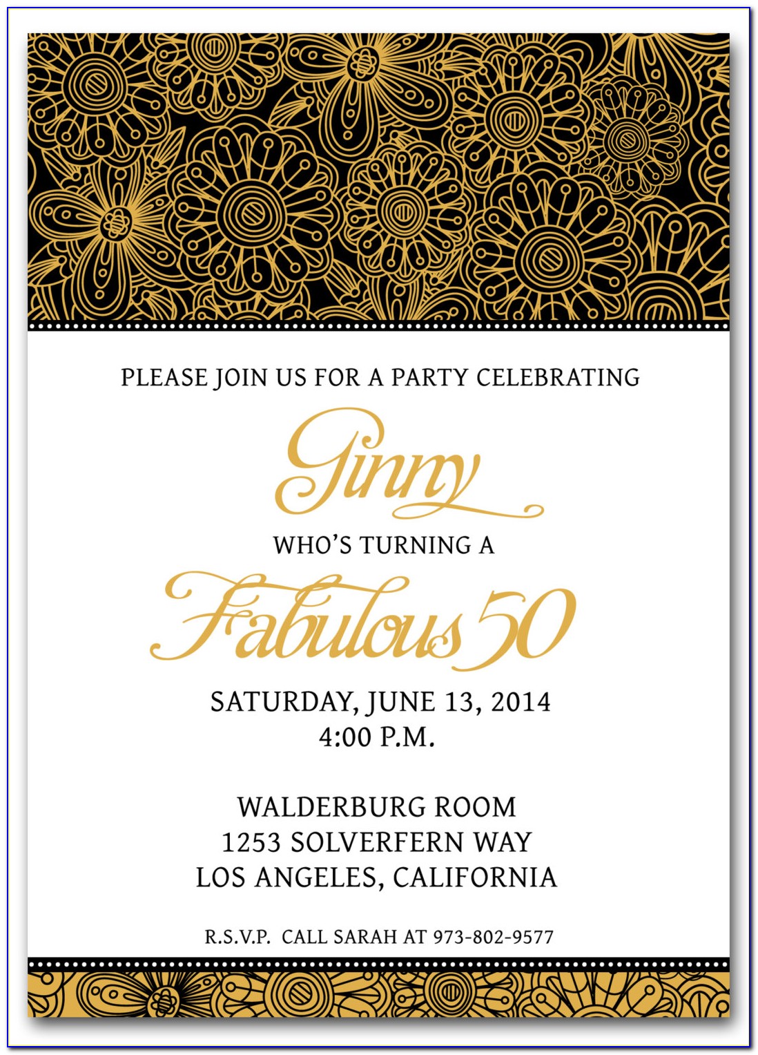 50th Birthday Invitation Templates For Her
