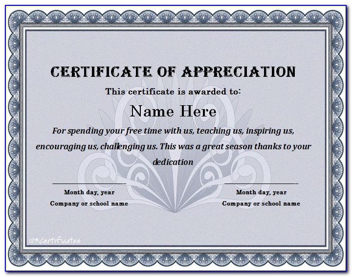Appreciation Certificate Template For Students