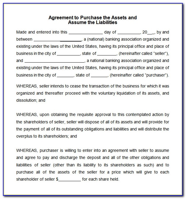 Asset Purchase Agreement Template Canada