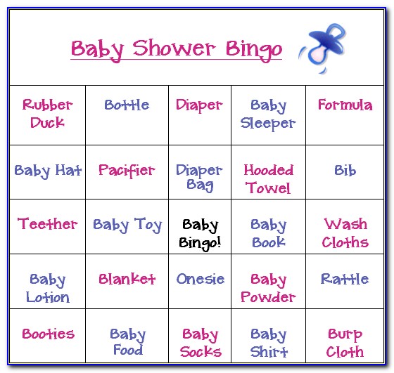 Baby Shower Bingo Cards Generator
