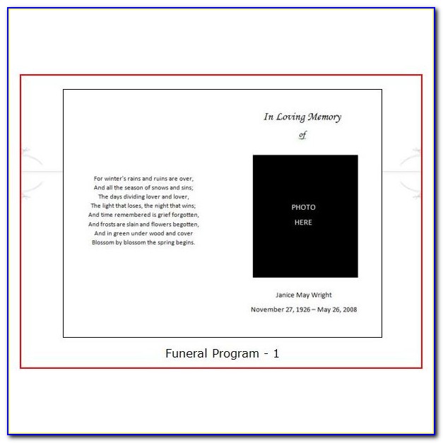 Blank Funeral Program Template South Africa