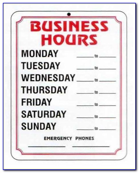 Business Hours Sign Template Word