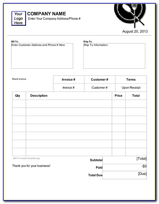 Catering Invoice Example