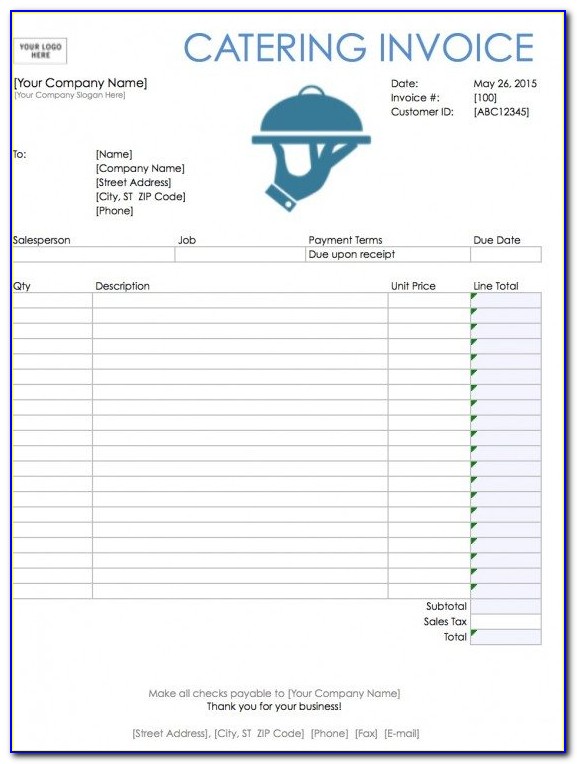 Catering Invoice Template Excel