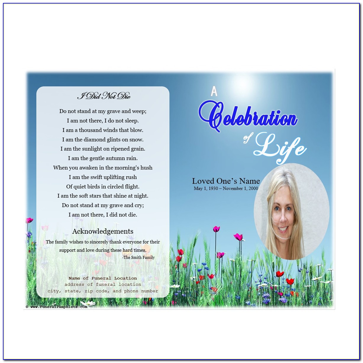 Celebration Of Life Template Announcement