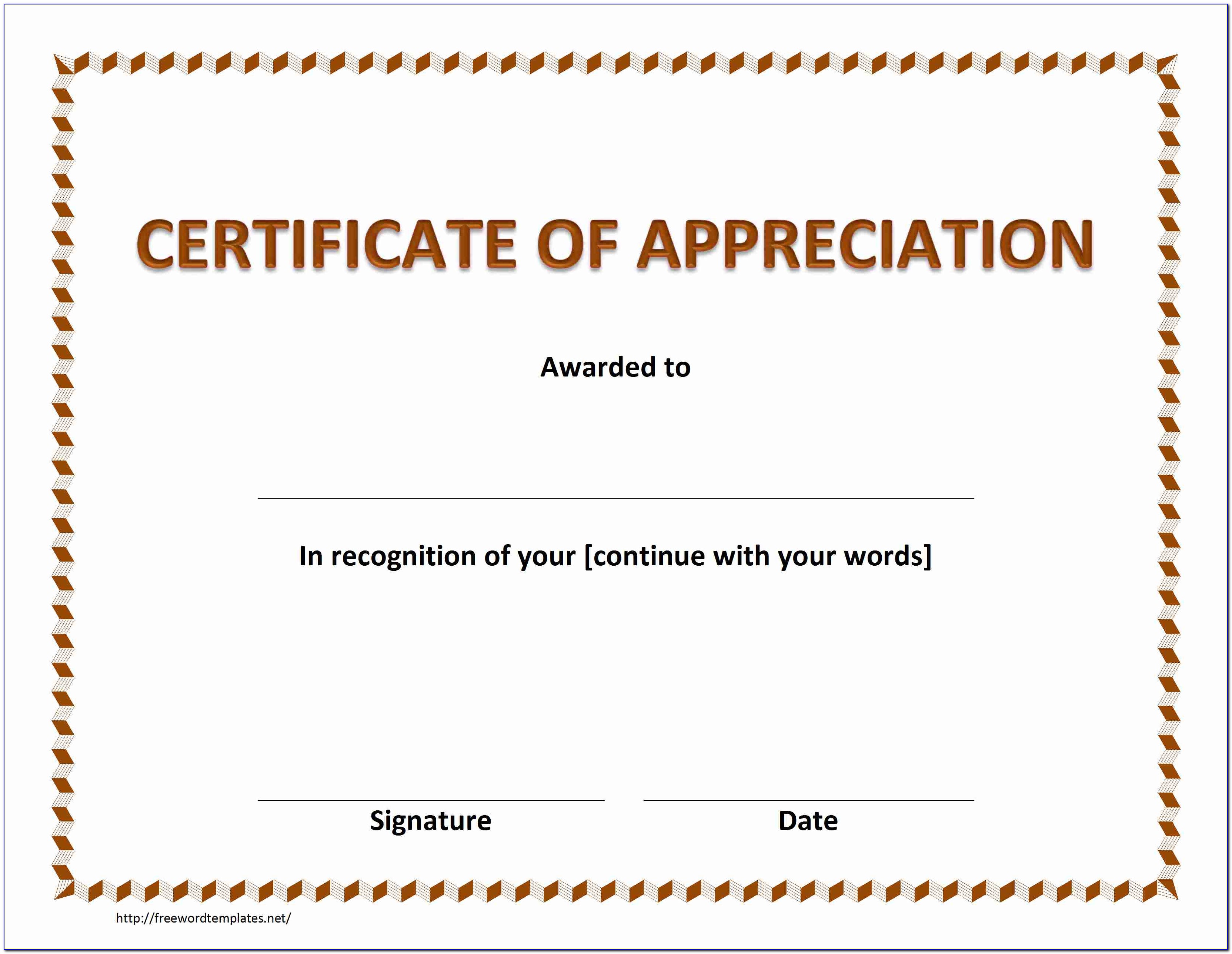 Certificate Of Appreciation Templates Free