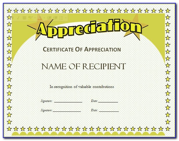 Certificate Of Appreciation Templates Ppt