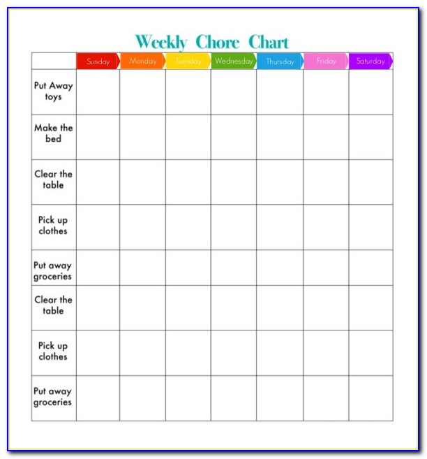 Chore Chart For Adults Templates