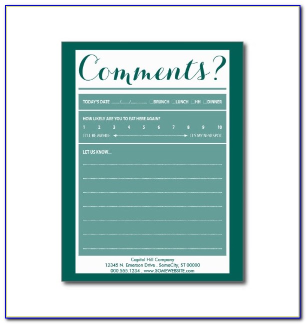 Comment Card Template Microsoft
