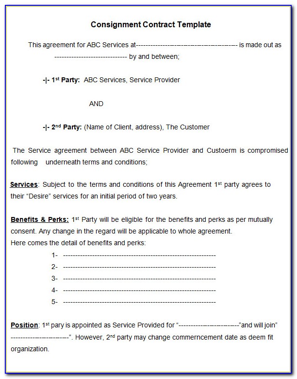 Consignment Agreement Templates