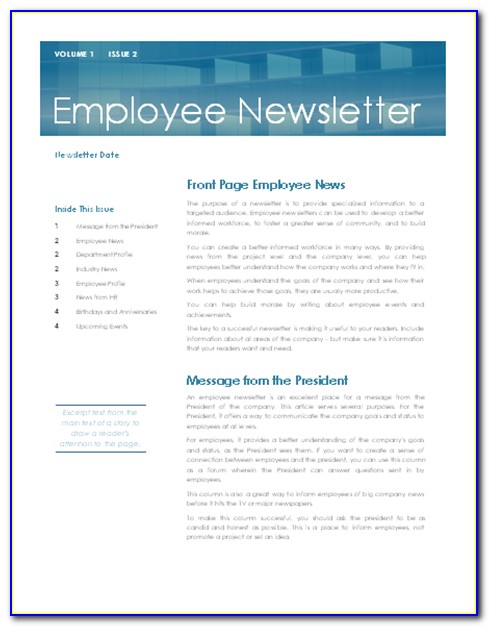 Employee Newsletter Template Microsoft Word