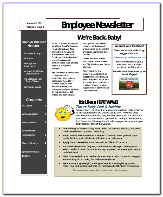 Employee Newsletter Templates Word