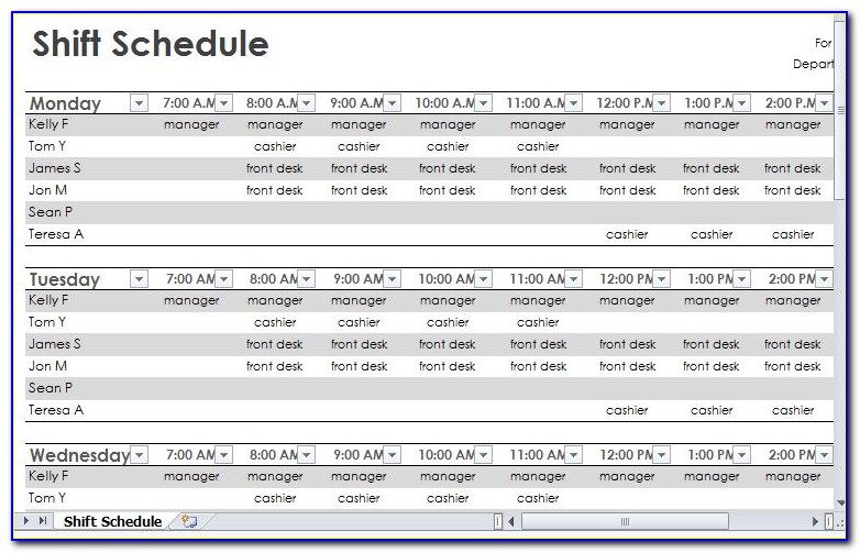Employee Shift Schedule Template Software