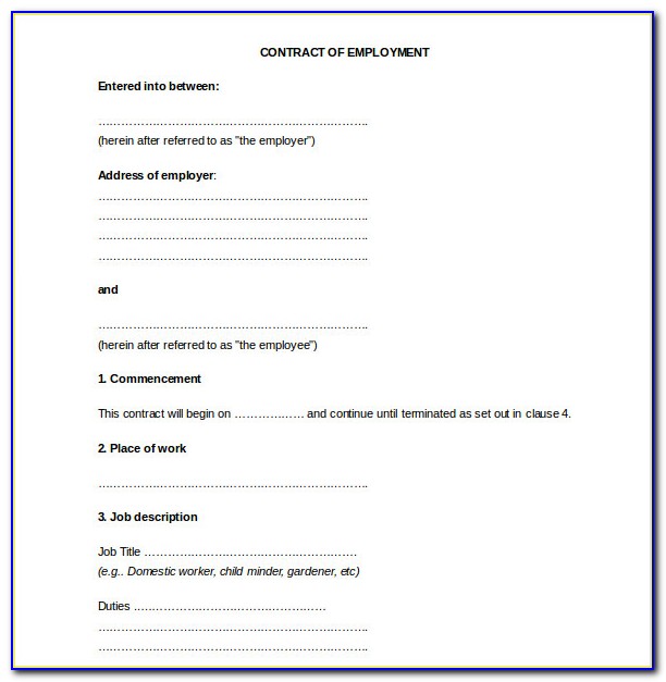 Employment Contract Template Word South Africa