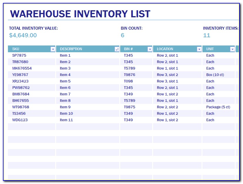 Excel Store Inventory Template With Formulas