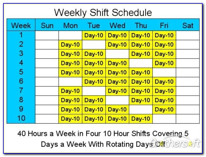 Free 10 Hour Shift Schedule Templates