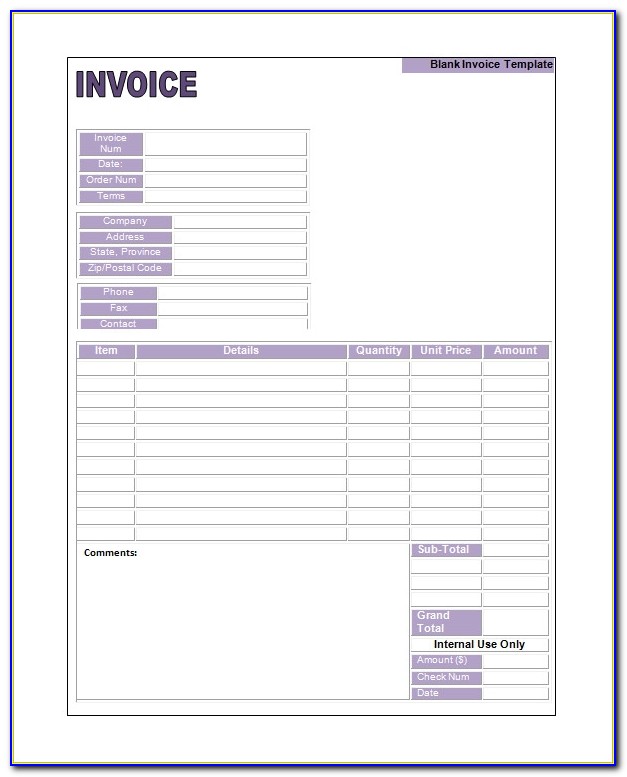 Free Blank Invoice Template Excel