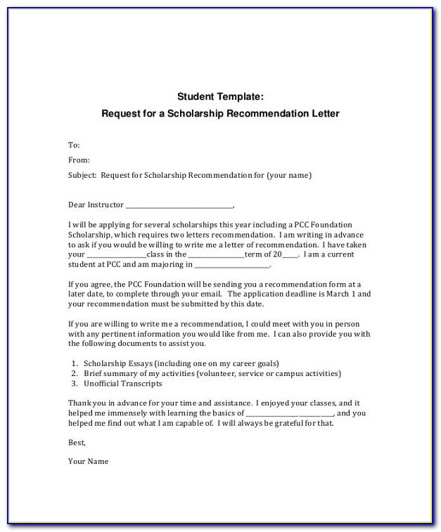 Free Character Letter Of Recommendation Template