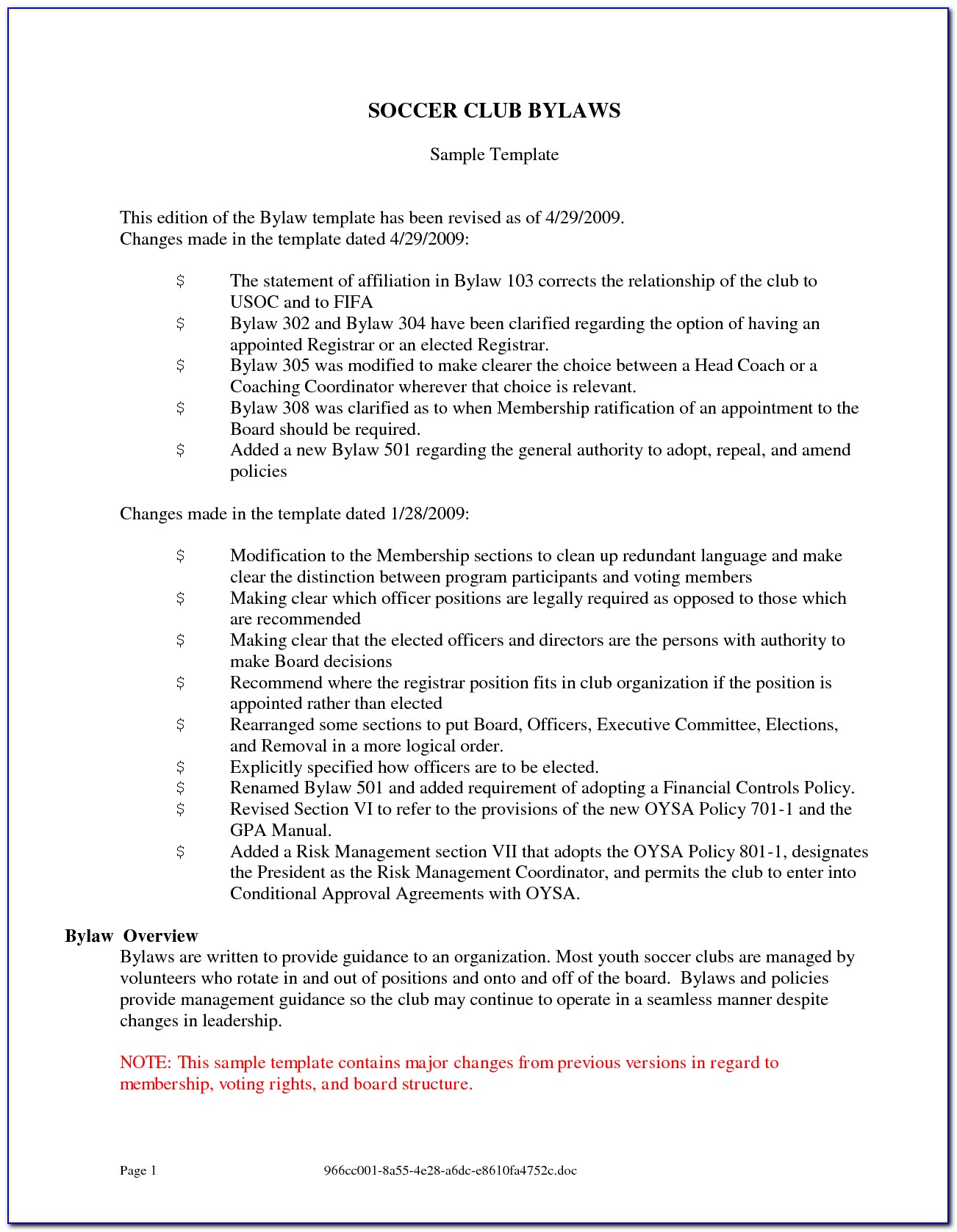 Free Church Bylaws Template