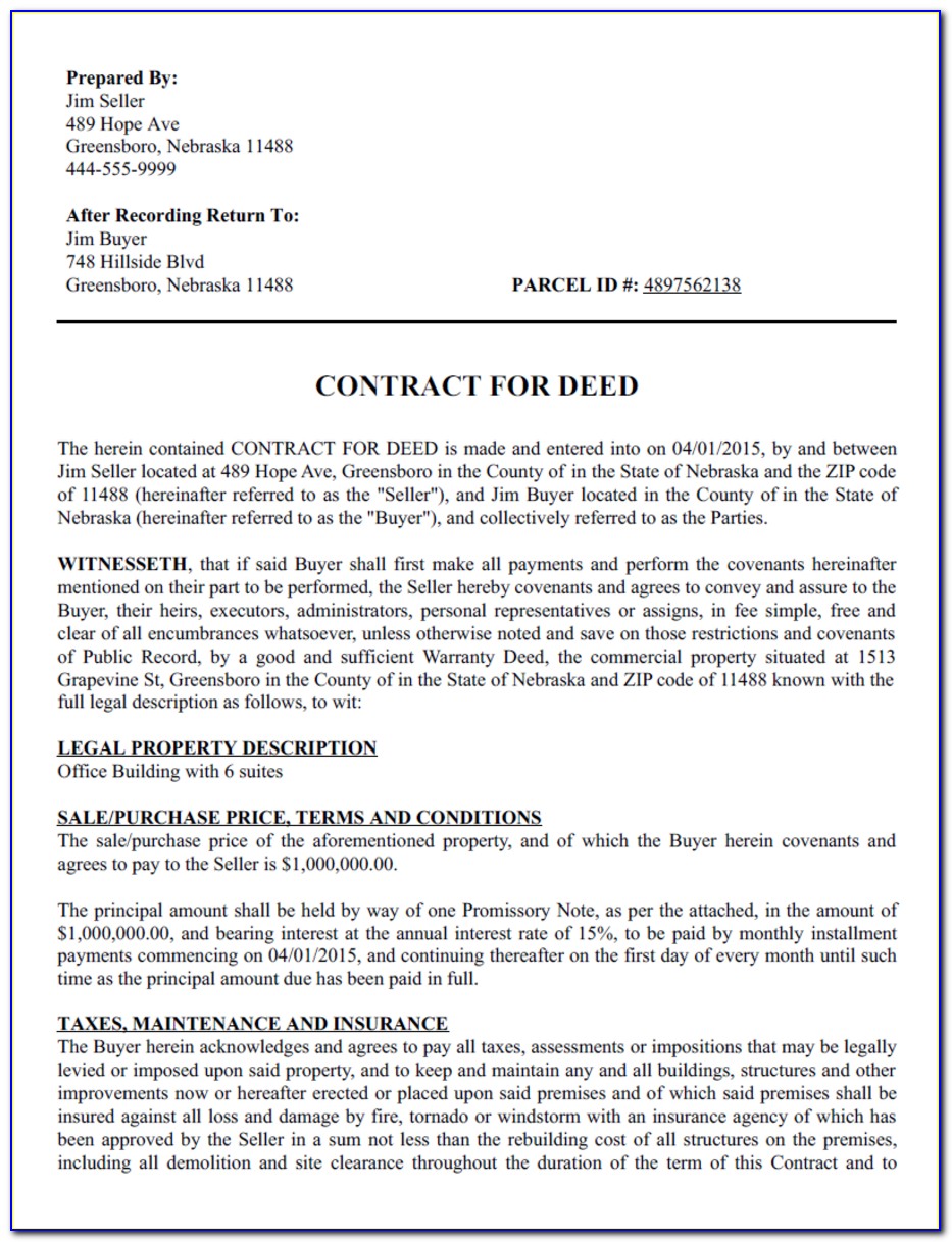 Free Contract For Deed Template Montana