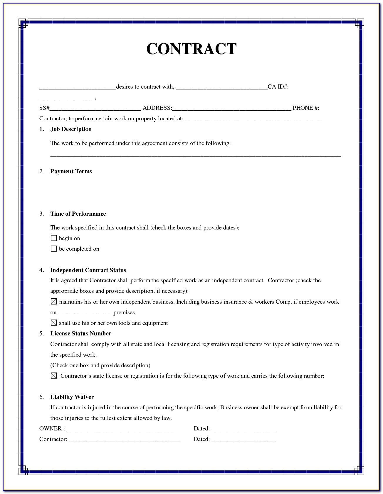 7+ Simple Contractor Agreement | Timeline Template Pertaining To Simple Contract Agreement