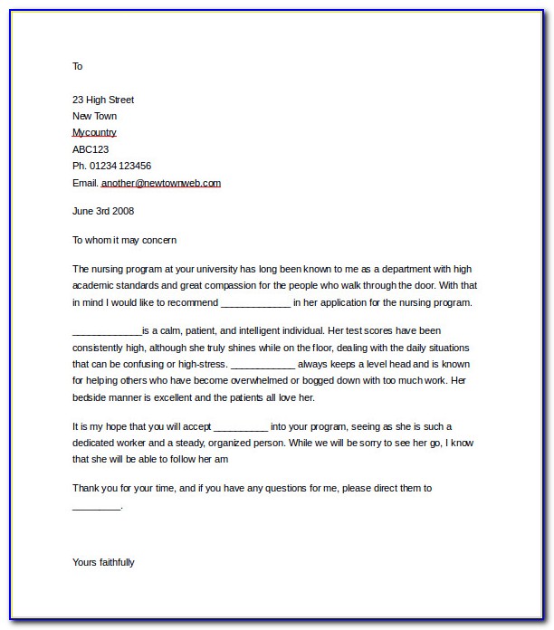 Free Download Letter Of Recommendation Template