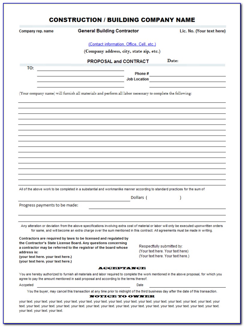 Free Florida Construction Contract Template