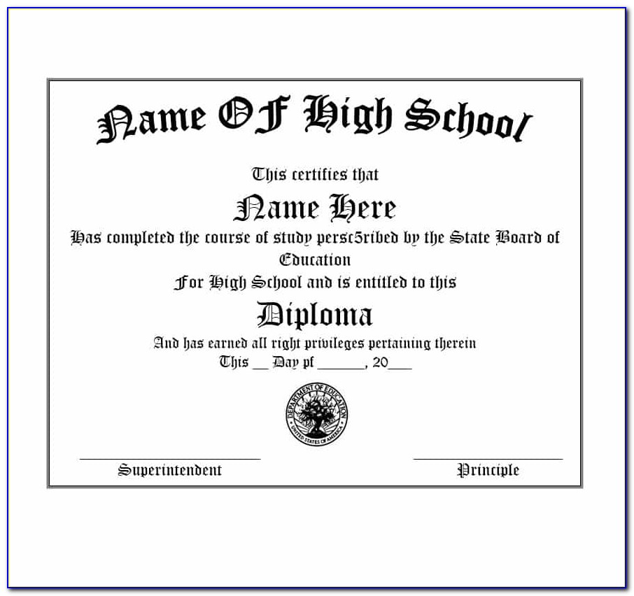Free High School Diploma Template Online