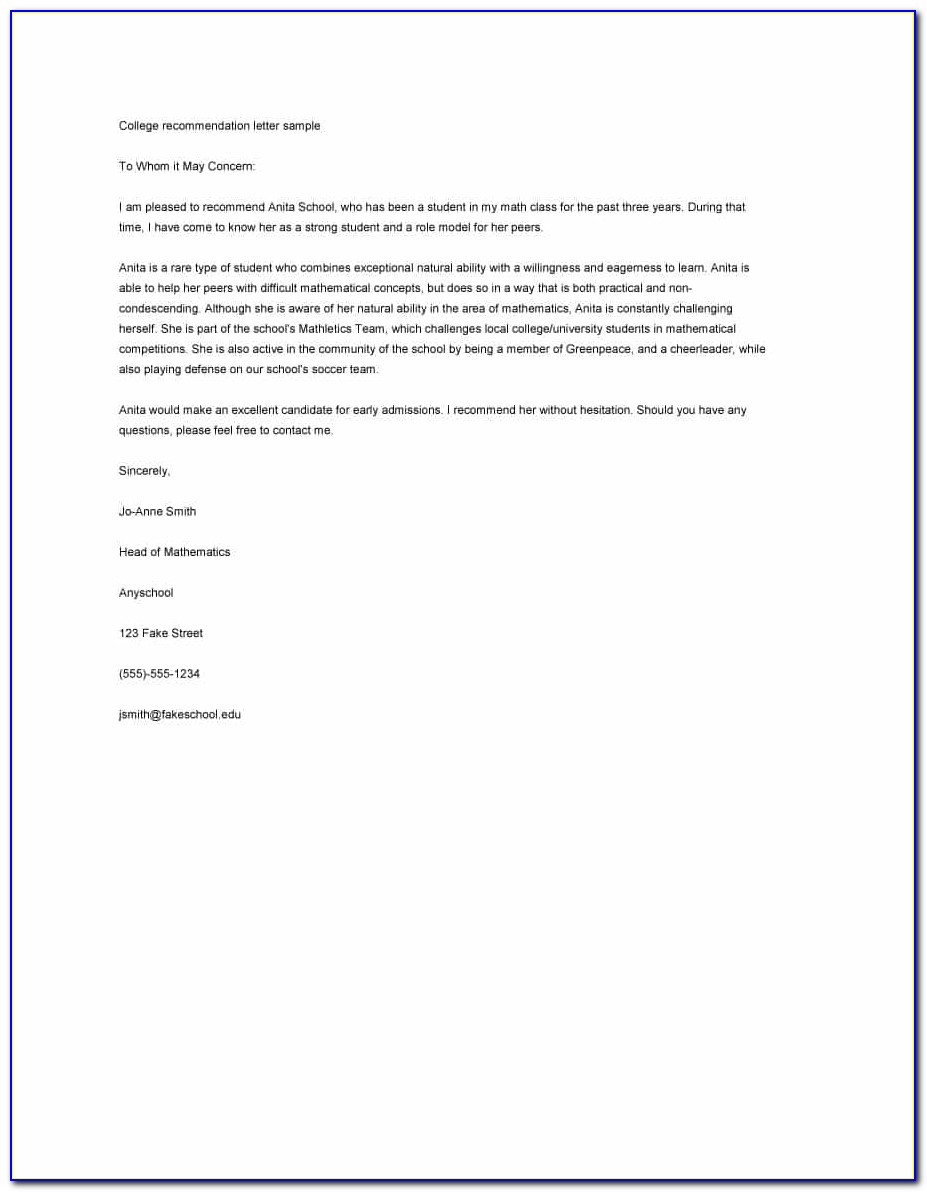 Free Letter Of Recommendation Templates Employment