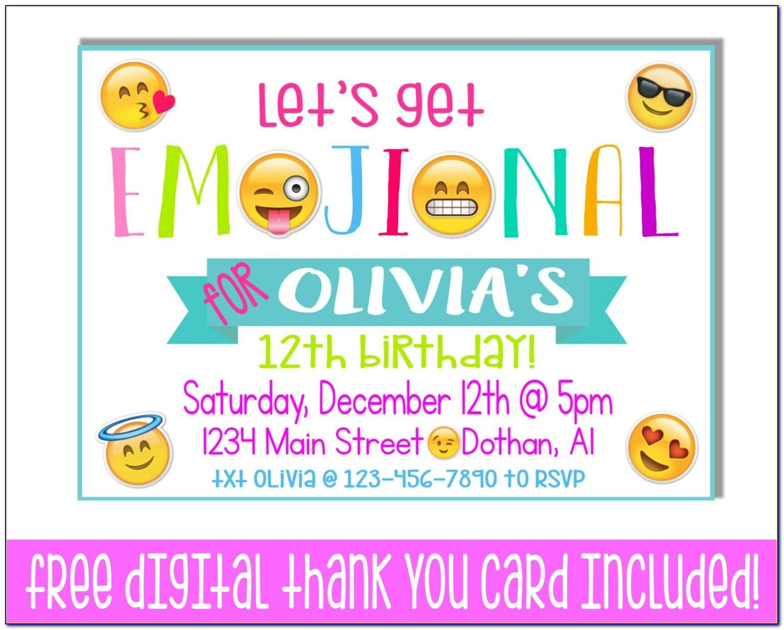 Free Printable Emoji Invitation Template