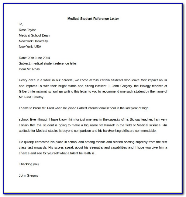 Free Professional Letter Of Recommendation Template
