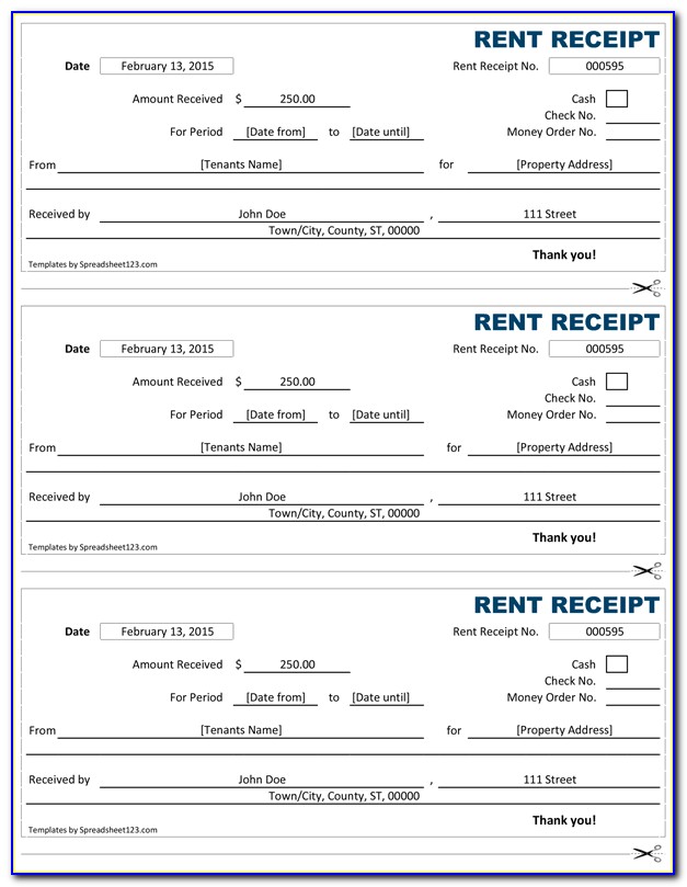 Free Rent Receipt Template India