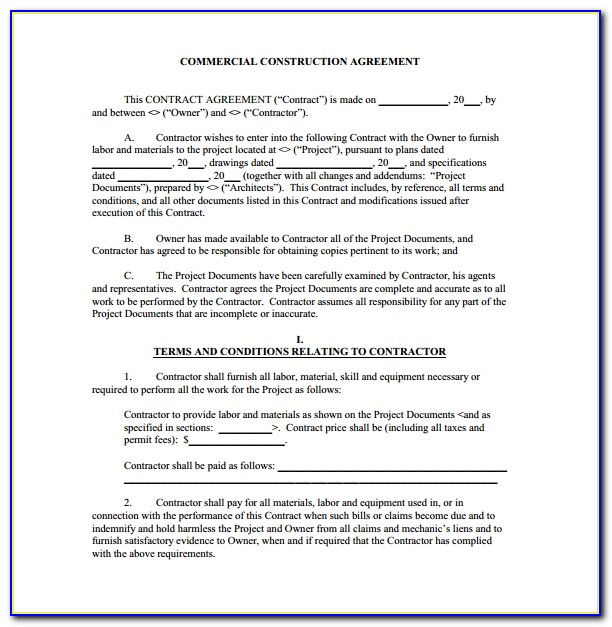 Free Residential Construction Contract Template