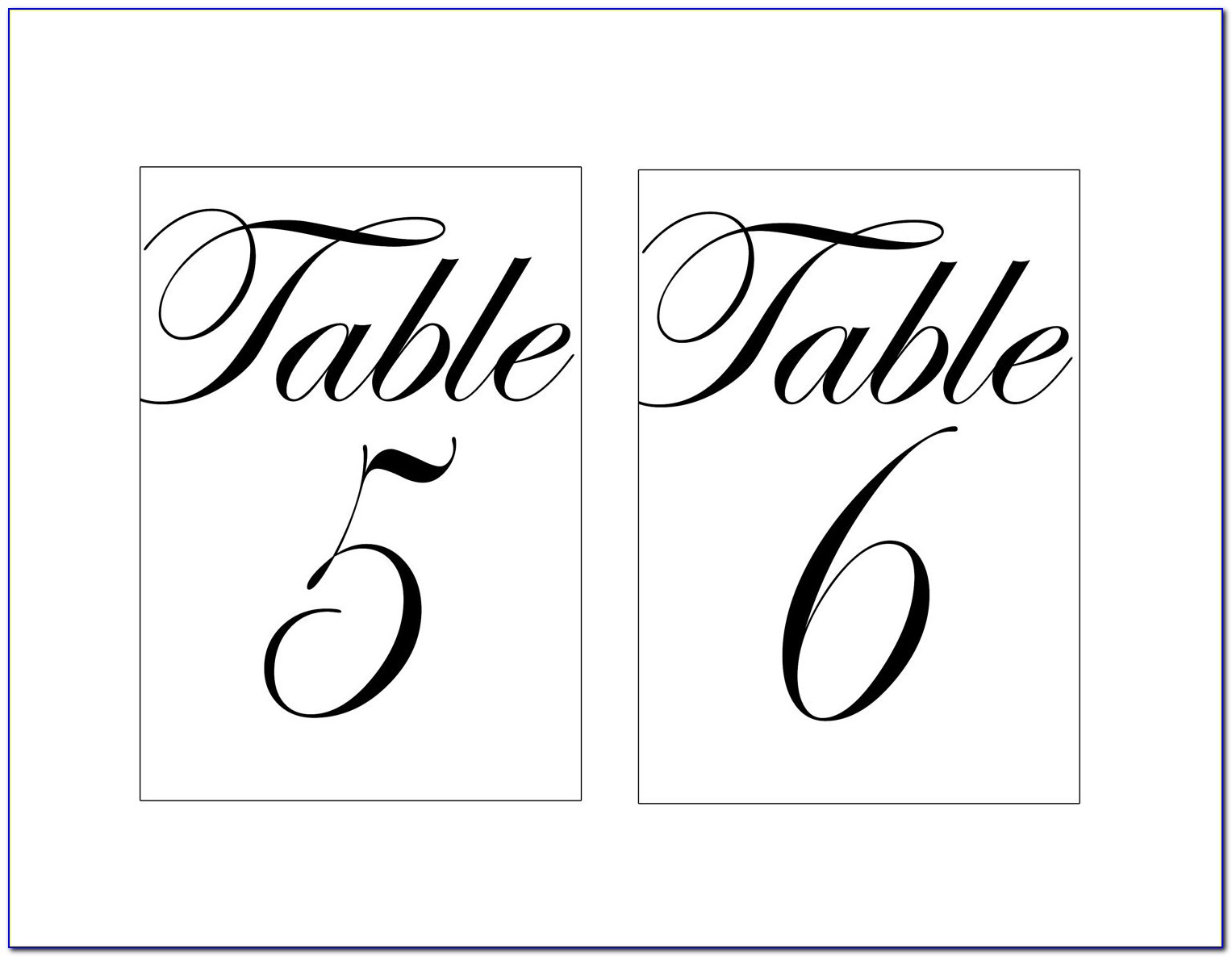 Free Table Number Template Word