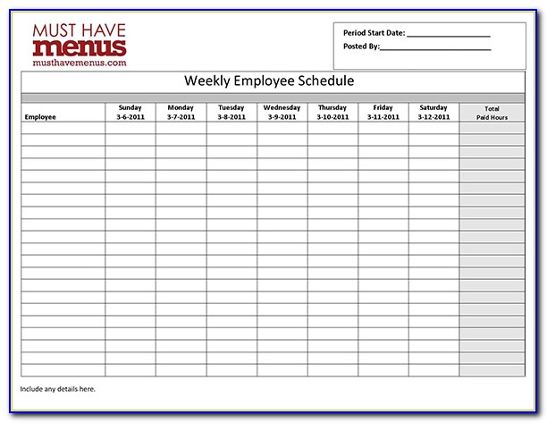 Free Work Schedule Template Pdf
