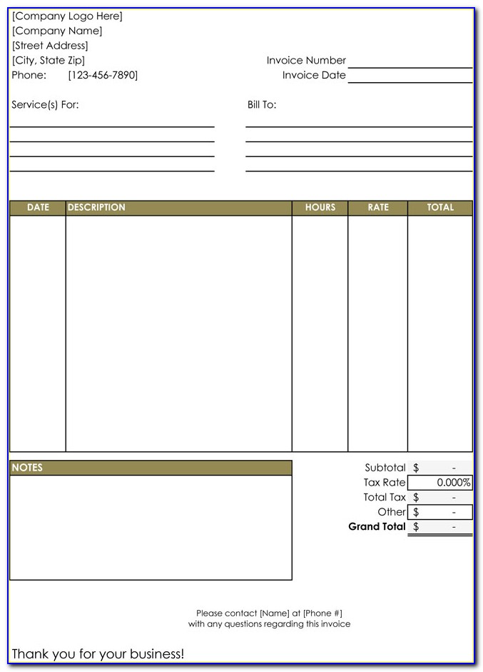 Freelance Hourly Invoice Template
